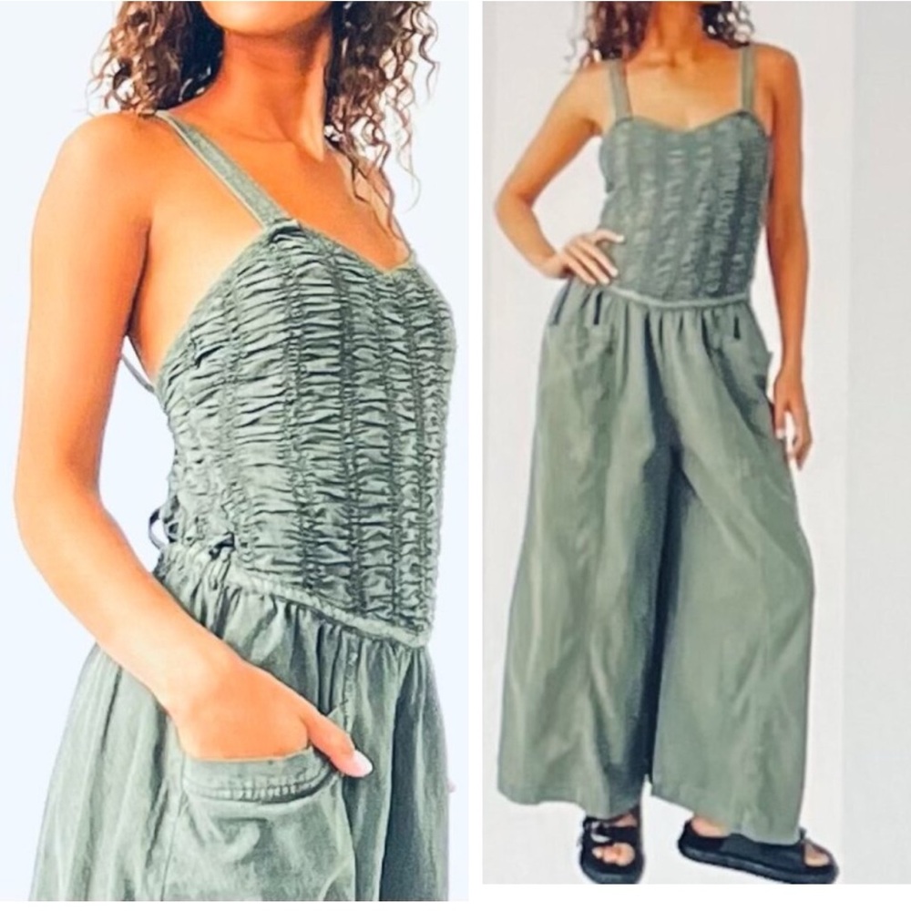 Free People NWT Forever Always 100% Cotton Wide Leg Jumpsuit small - Picture 4 of 15